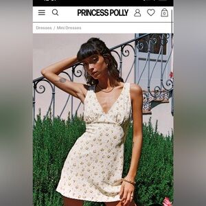 Princess Polly NELLIE MINI DRESS WHITE / YELLOW FLORAL size US 4.